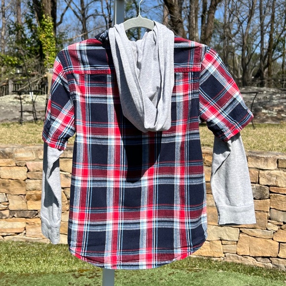 Greendog Flannel Shirt with Gray Hoodie and Long Sleeves - Picture 4 of 14